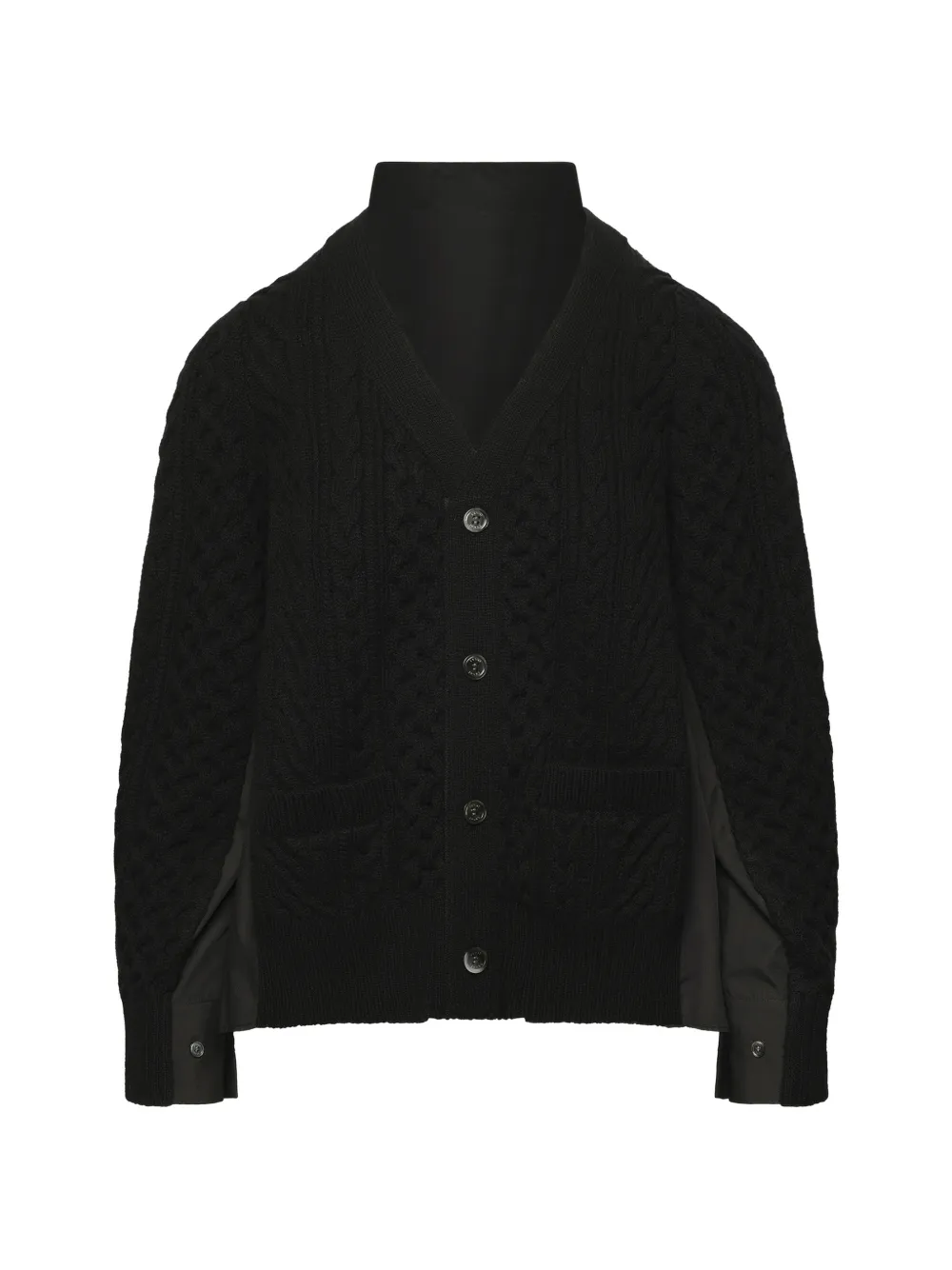 sacai cable-knit panelled cardigan - Nero