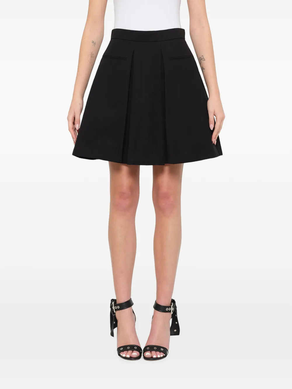 Alexander McQueen pleated A-line skirt - Nero