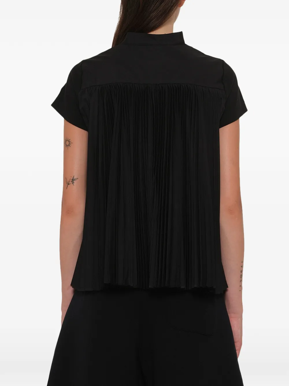 sacai T-shirt met geplooide zak Zwart