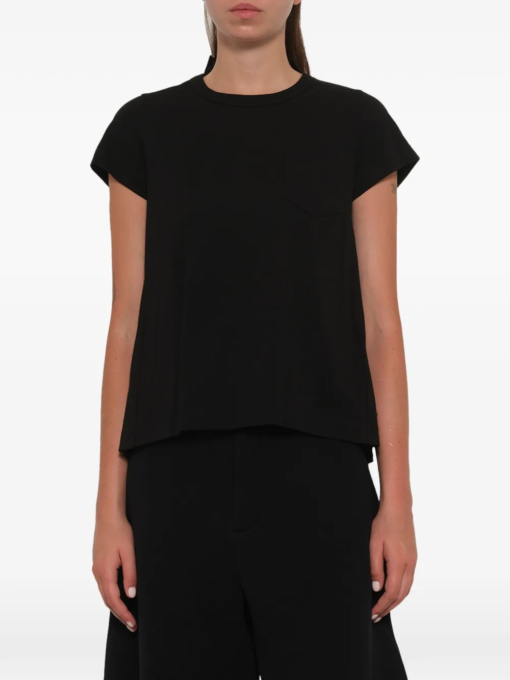 sacai T-shirt met geplooide zak Zwart