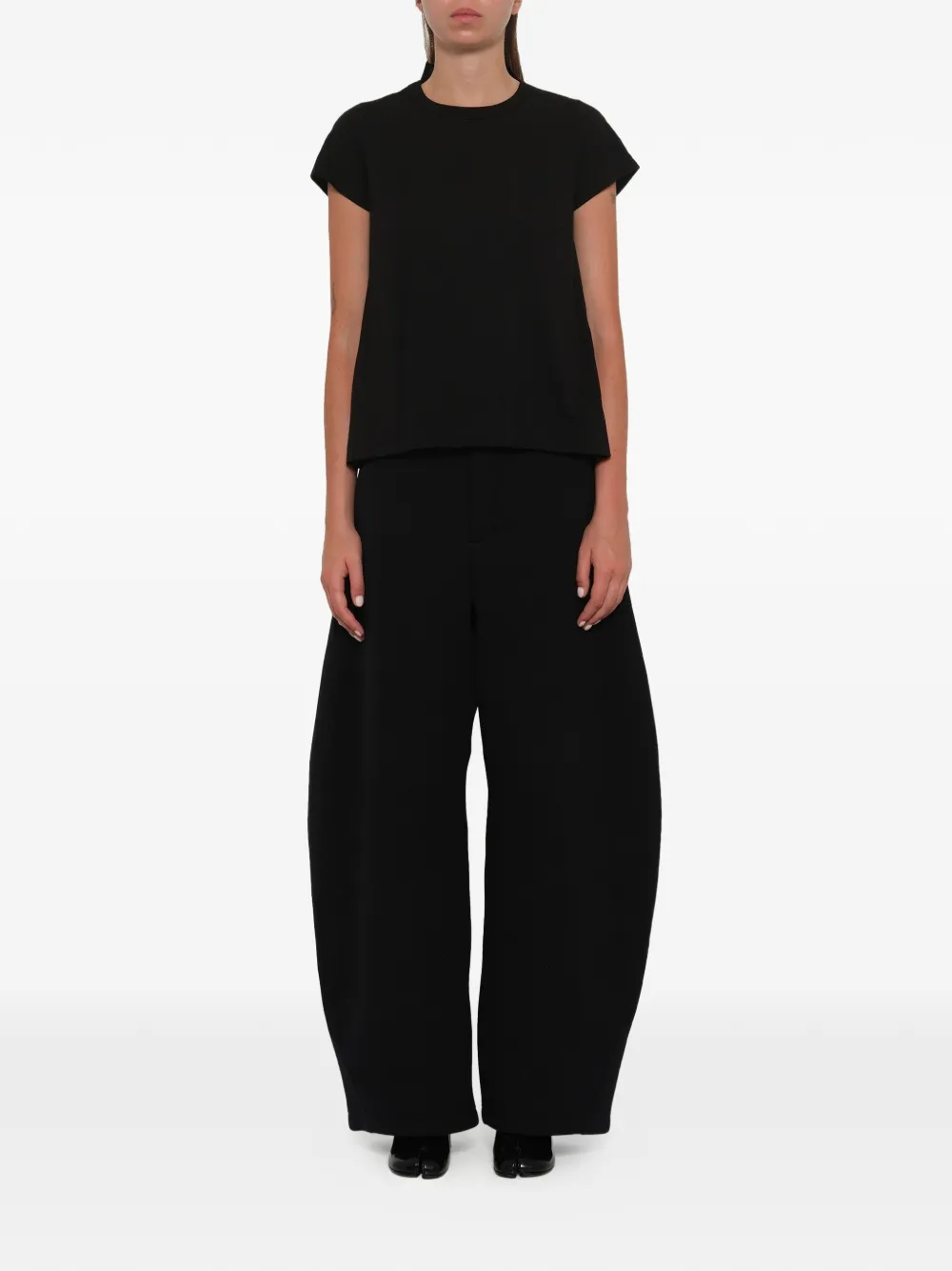 sacai T-shirt met geplooide zak Zwart