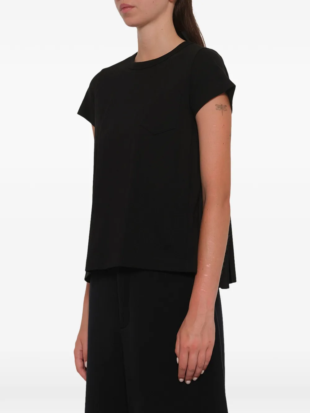sacai T-shirt met geplooide zak Zwart