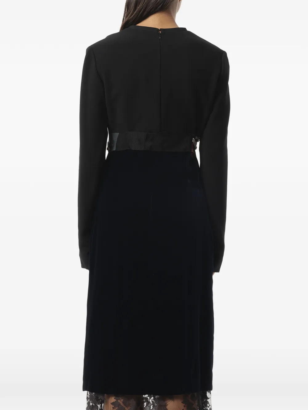 Lanvin Jurk verfraaid met kristallen en kanten afwerking Blauw