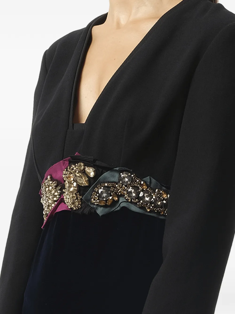 Lanvin Jurk verfraaid met kristallen en kanten afwerking Blauw