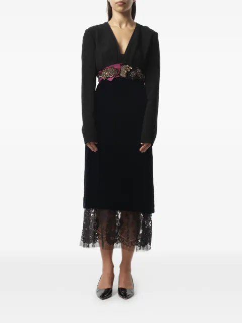Lanvin crystal-embellished lace-trim dress