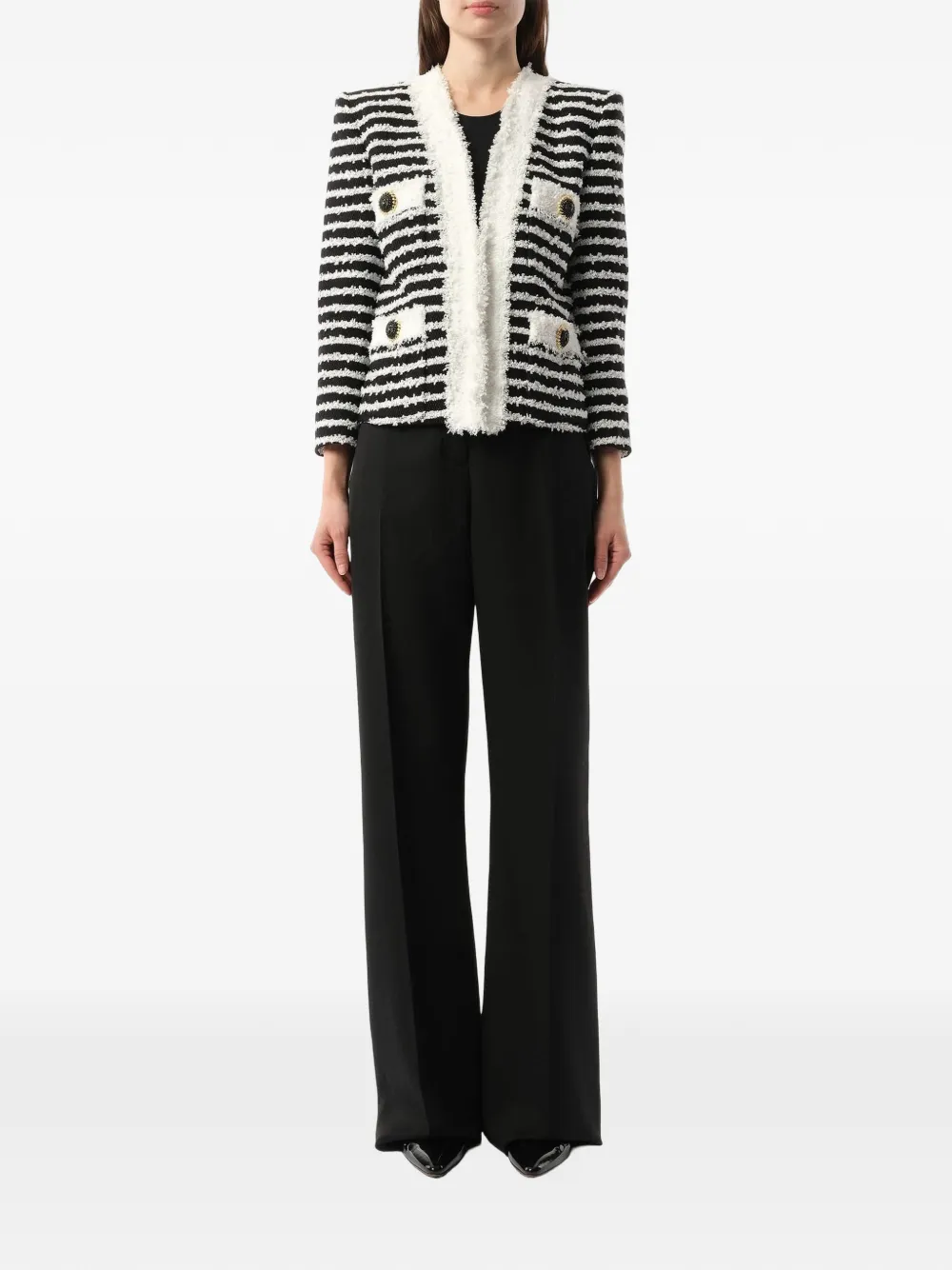 Balmain Tweed jack met strepen Zwart