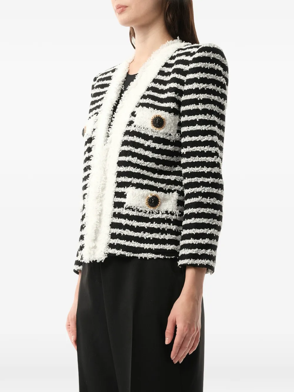Balmain Tweed jack met strepen Zwart