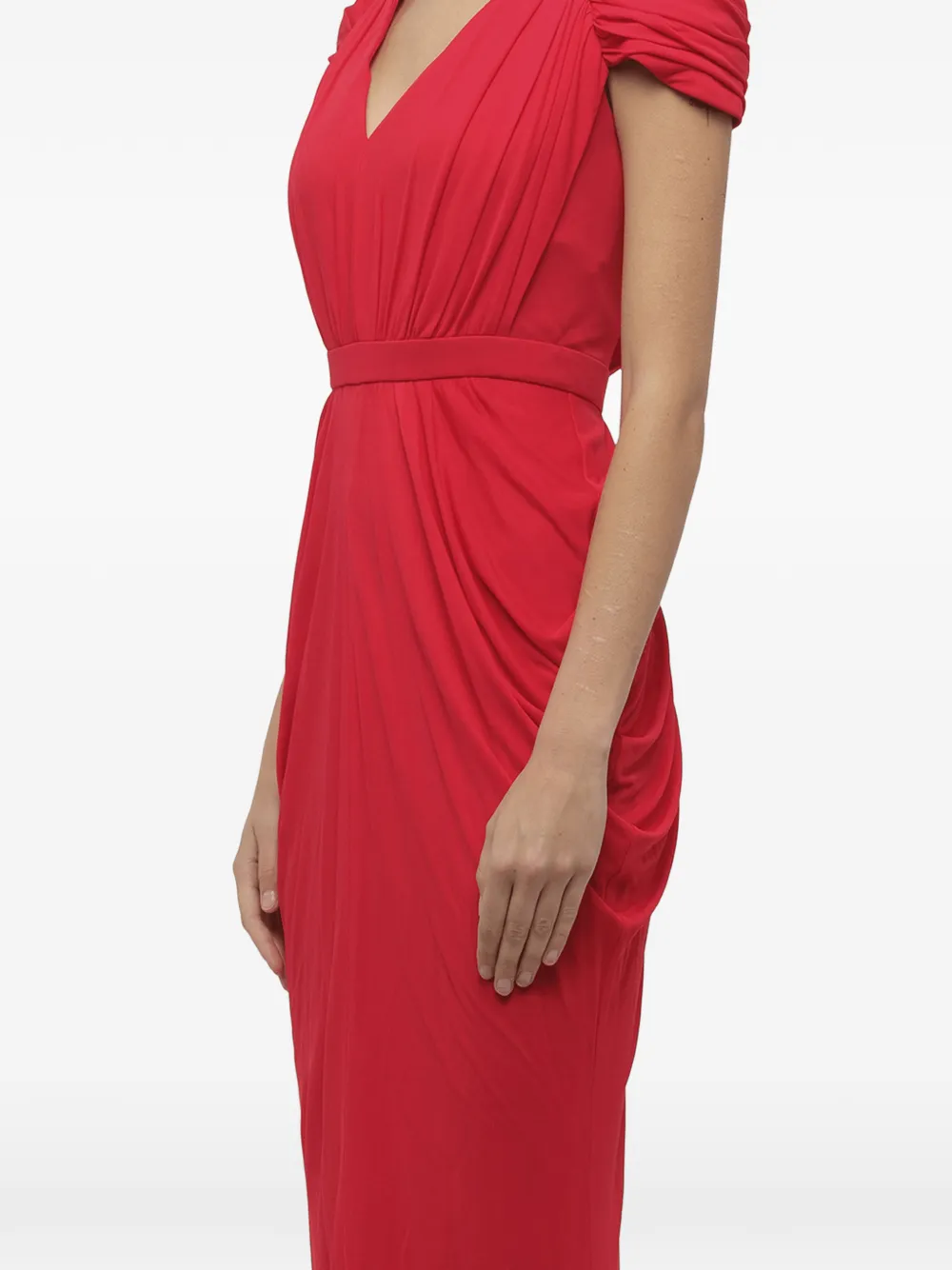 Alexander McQueen Maxi-jurk met ruches en V-hals Rood