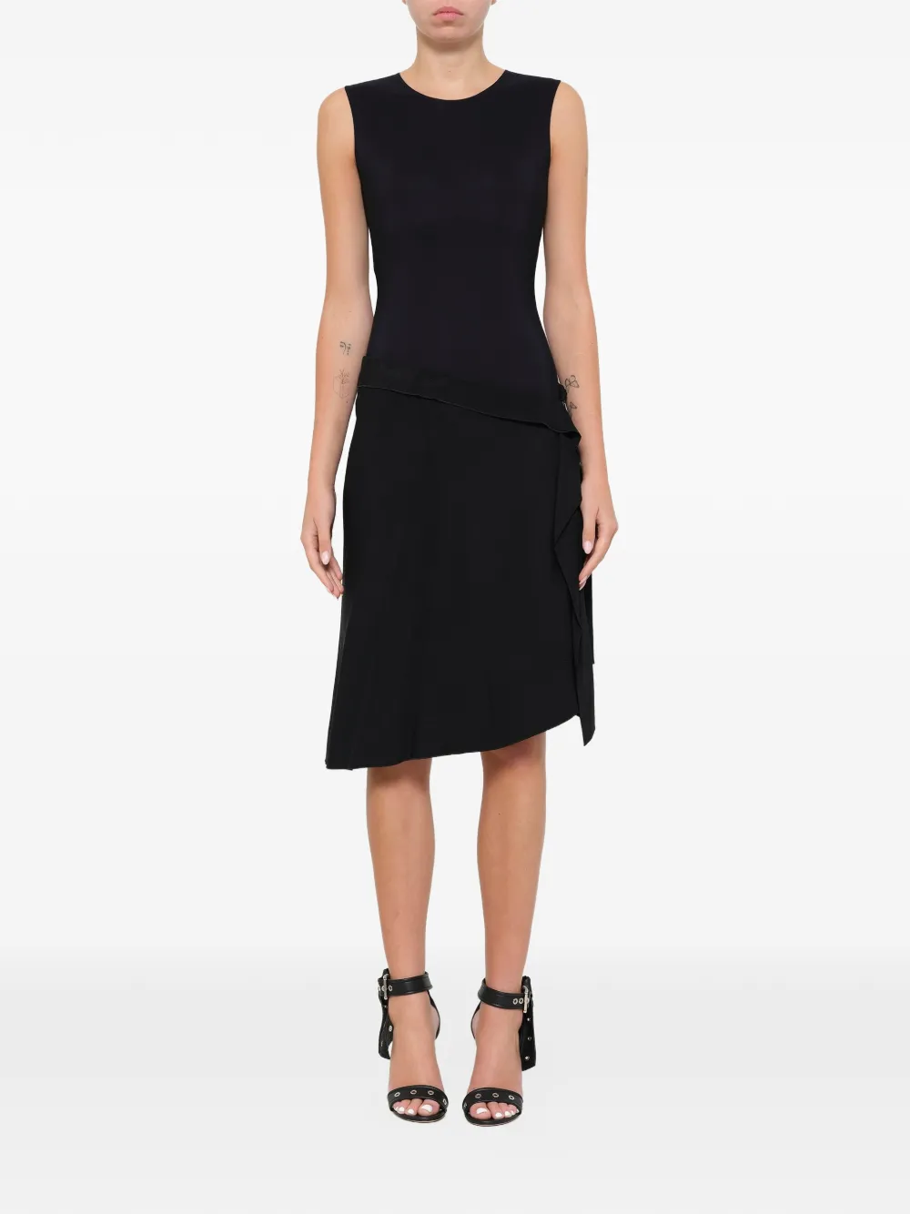 Lanvin Midi-rok met ruches Zwart