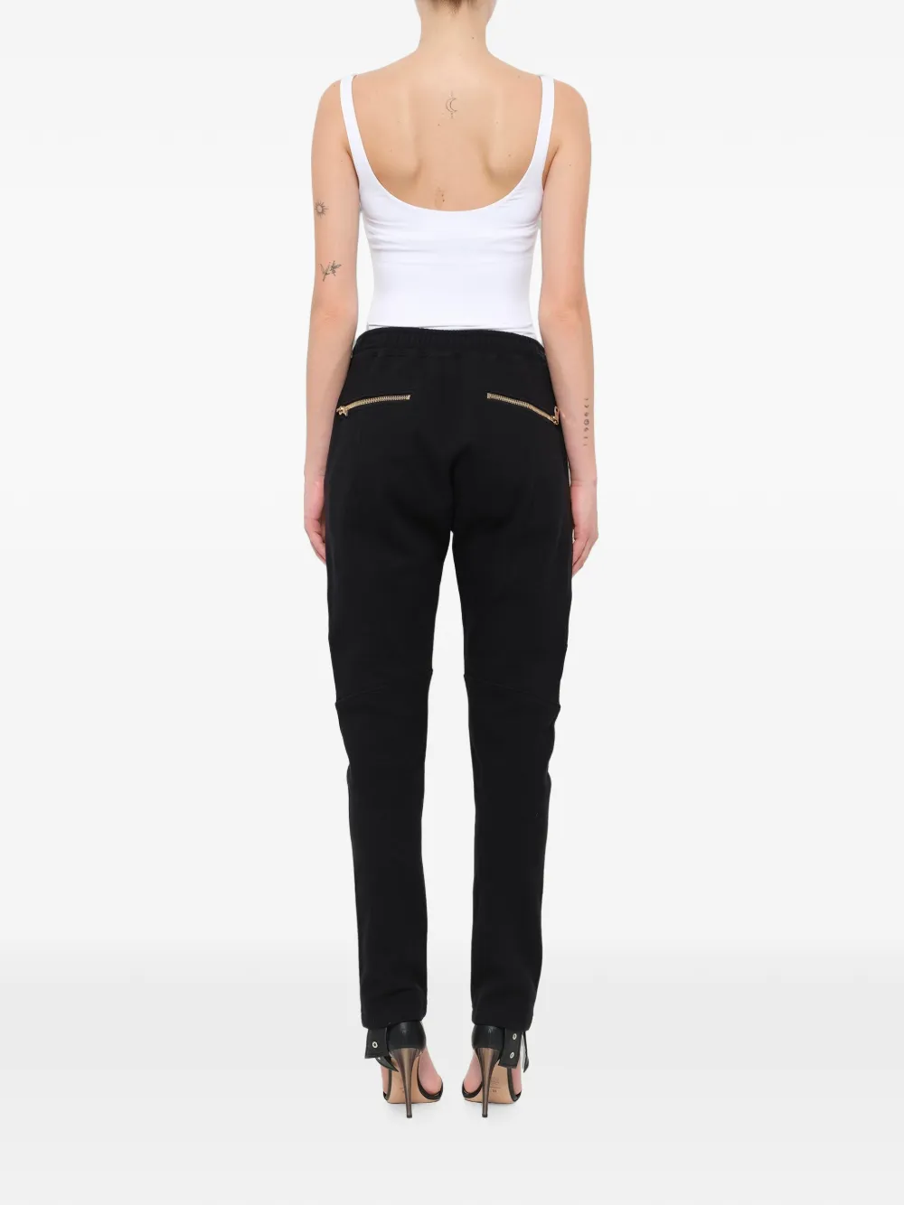 Balmain Jersey broek met ritszak en knoopdetail Zwart