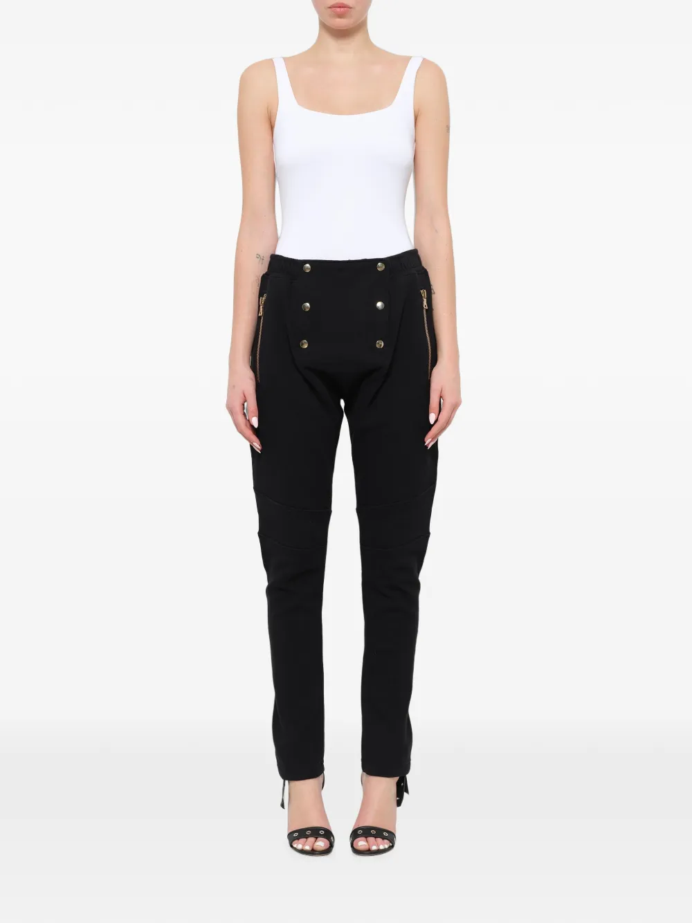 Balmain Jersey broek met ritszak en knoopdetail Zwart