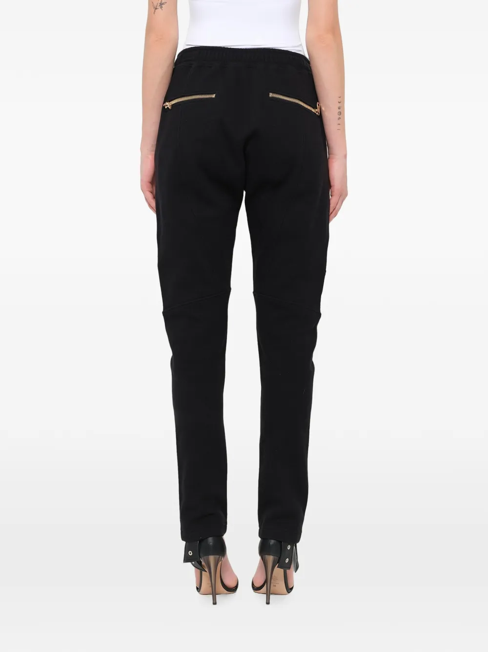 Balmain Jersey broek met ritszak en knoopdetail Zwart