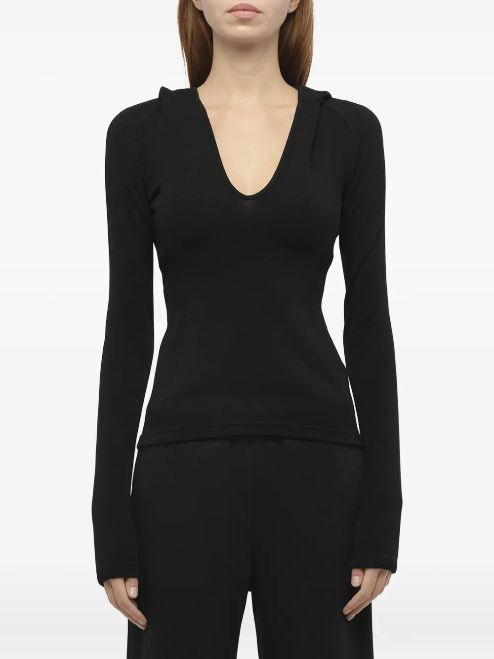 Fax Copy Express T-shirt met capuchon en lange mouwen Zwart