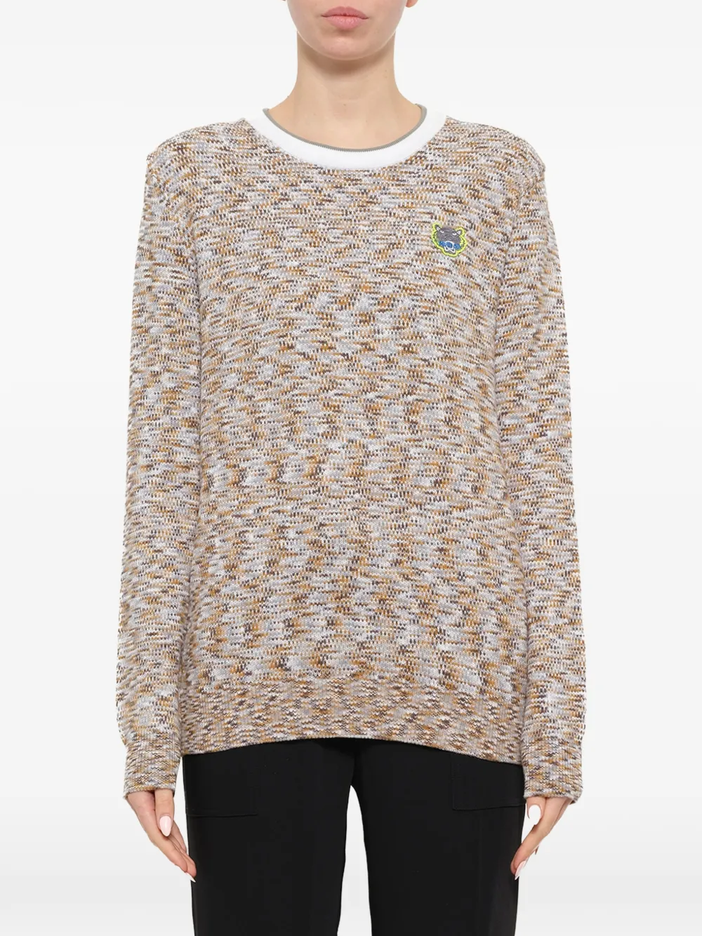 Kenzo tiger-patch sweater - Grigio