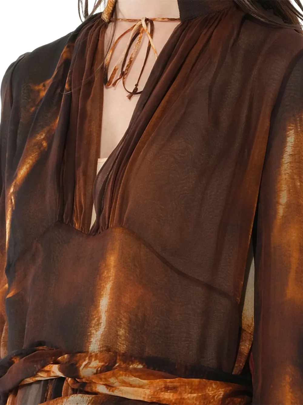 Givenchy Podium jurk met vuurprint Bruin