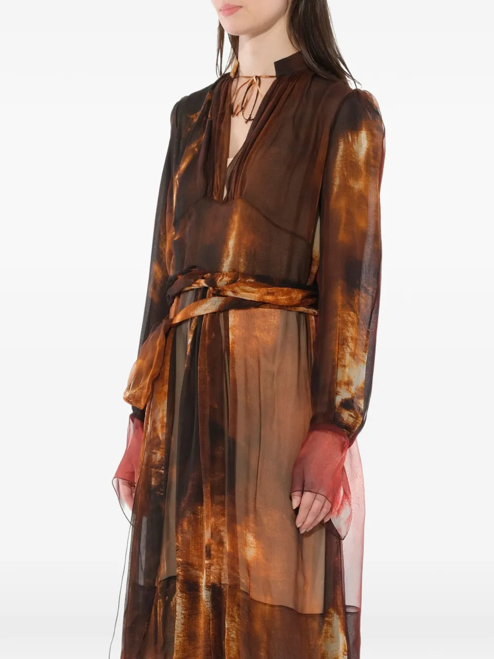 Givenchy Podium jurk met vuurprint Bruin
