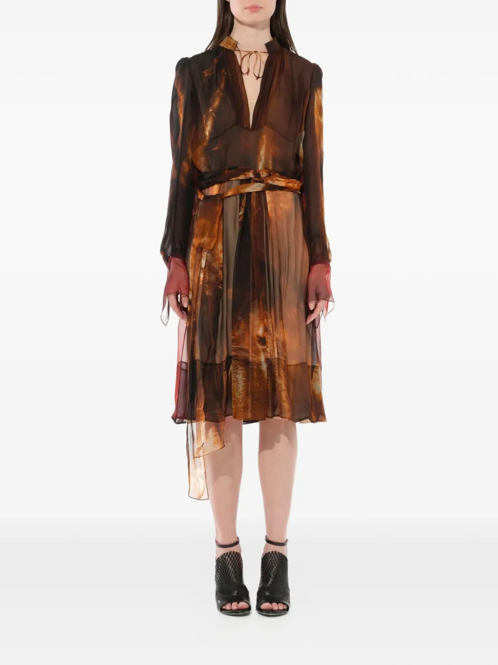 Givenchy Podium fire-print dress - Marrone