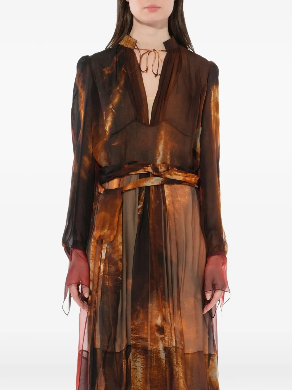 Givenchy Podium jurk met vuurprint Bruin