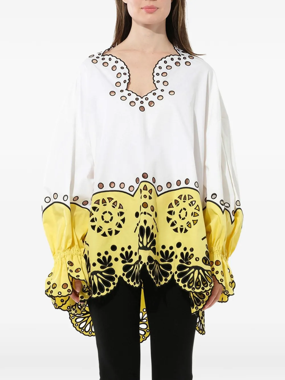 PUCCI broderie-anglaise scalloped blouse - Bianco