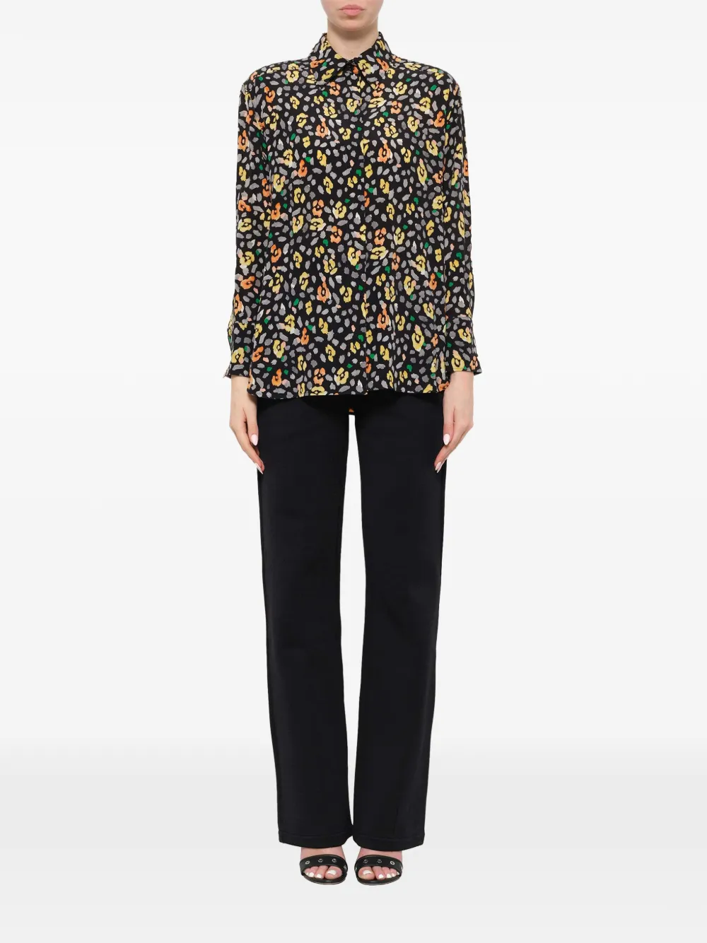 Givenchy floral-print long-sleeve shirt Zwart
