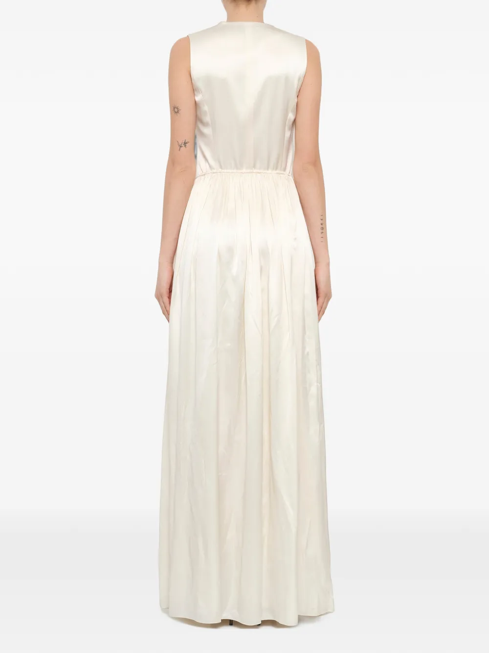 Lanvin Jurk met V-hals en trekkoordtaille Beige