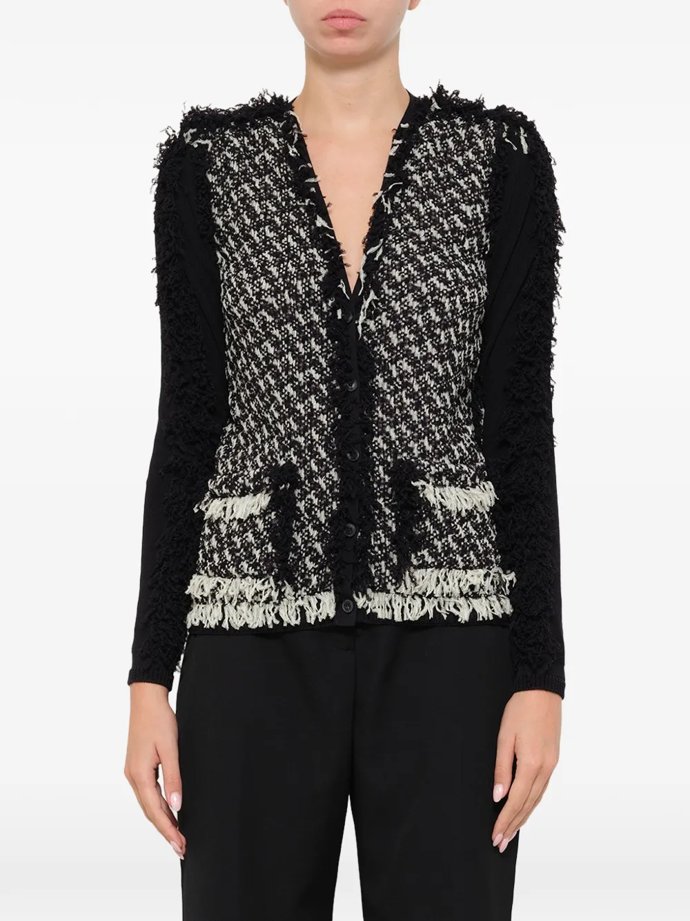 Lanvin fringe-trimmed buttoned jacket - Schwarz