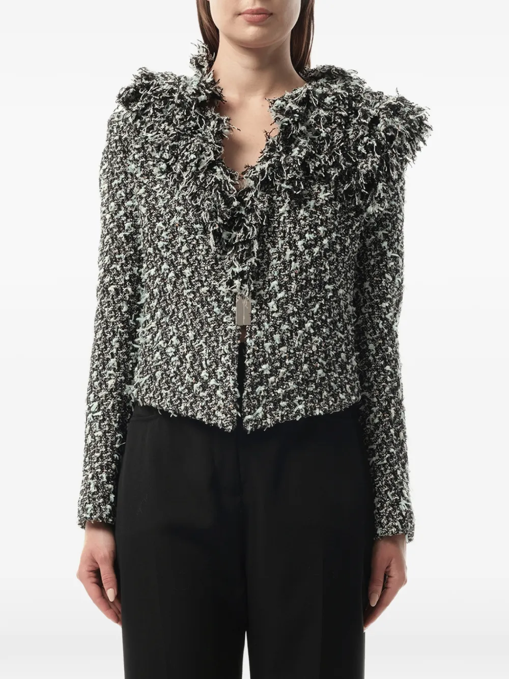 Lanvin frayed-edge tweed jacket - Schwarz