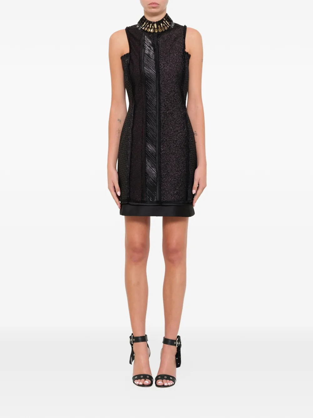 Lanvin Mini-jurk verfraaid met kristallen en franje Zwart