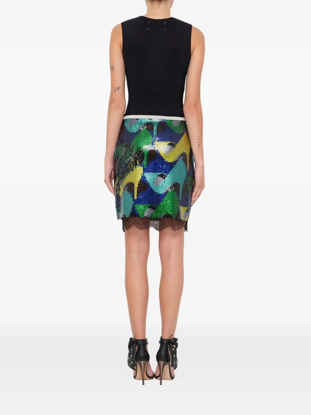 Lanvin Rok verfraaid met pailletten en print Blauw