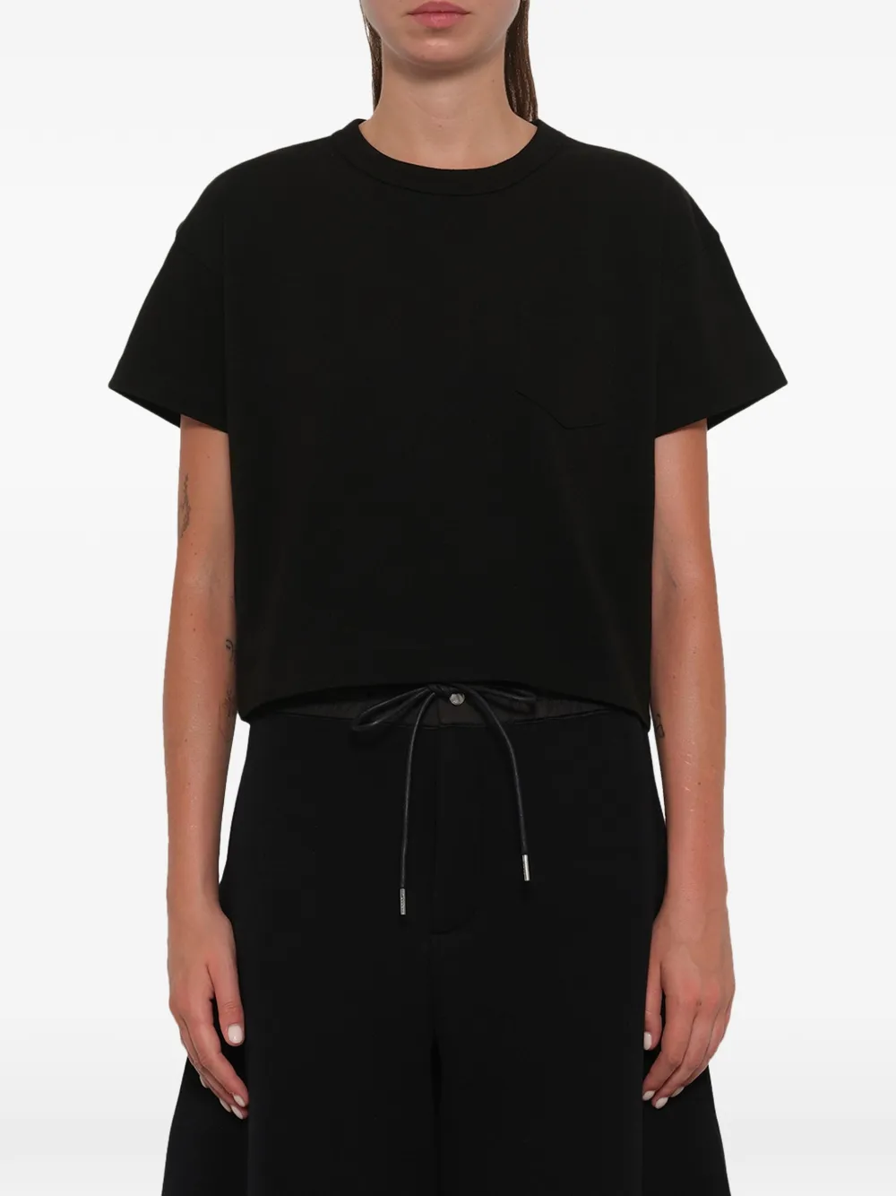 sacai Katoenen T-shirt Zwart