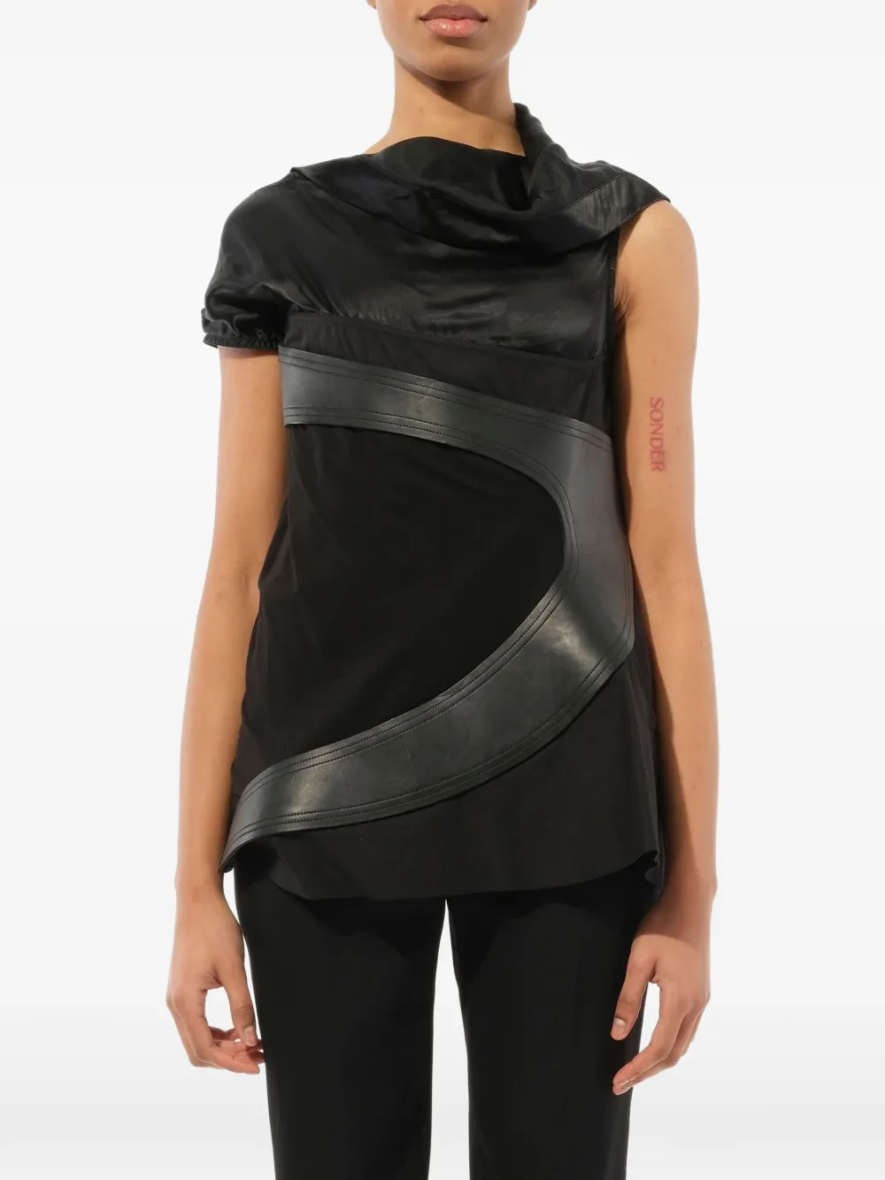Rick Owens arc-shaped hemline top - Nero