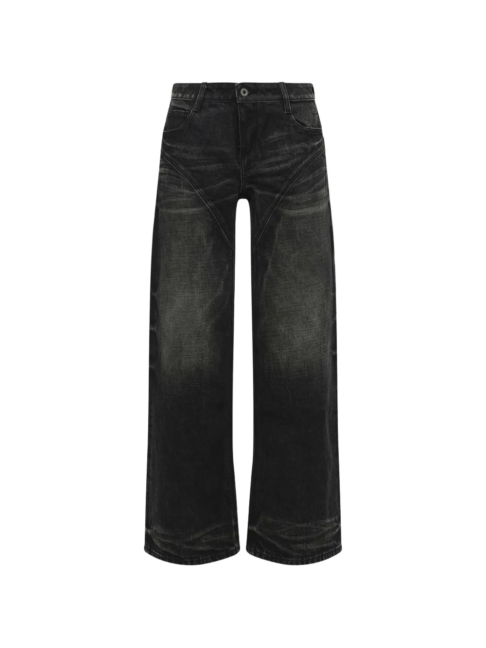 Fax Copy Express dirty-wash straight-leg jeans - Nero