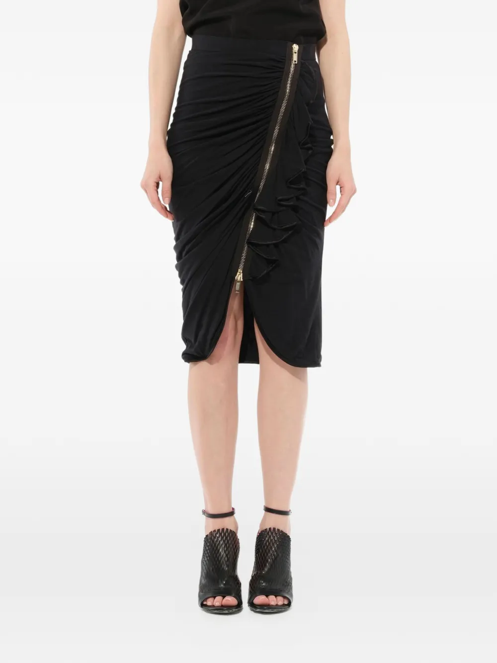Givenchy ruffled zipped midi skirt - Schwarz