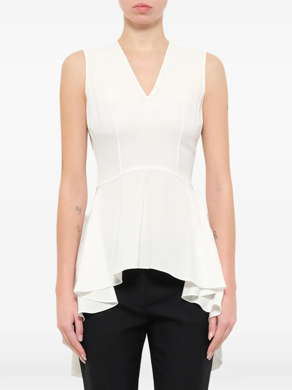 Alexander McQueen peplum V-neck top - Bianco
