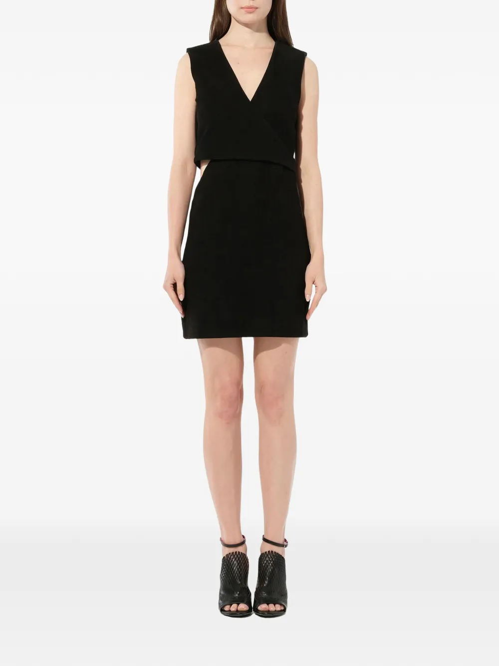 Balmain Leren wikkeljurk Zwart
