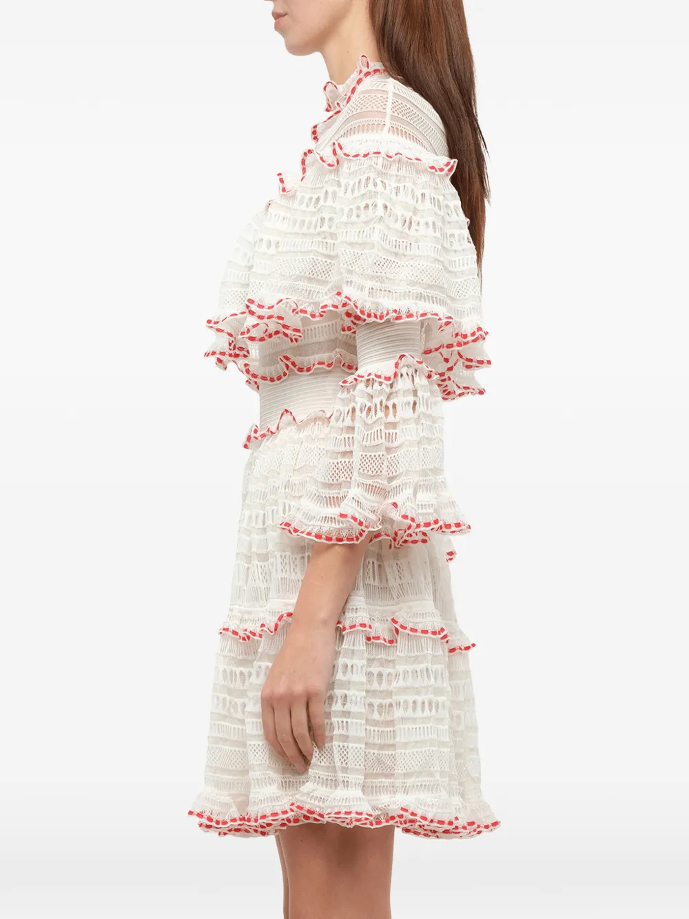 Alexander McQueen Mini-jurk met ruches en kant Wit