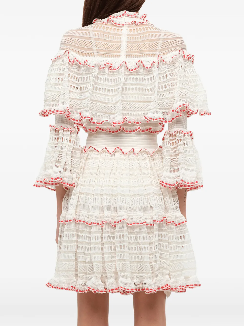 Alexander McQueen Mini-jurk met ruches en kant Wit