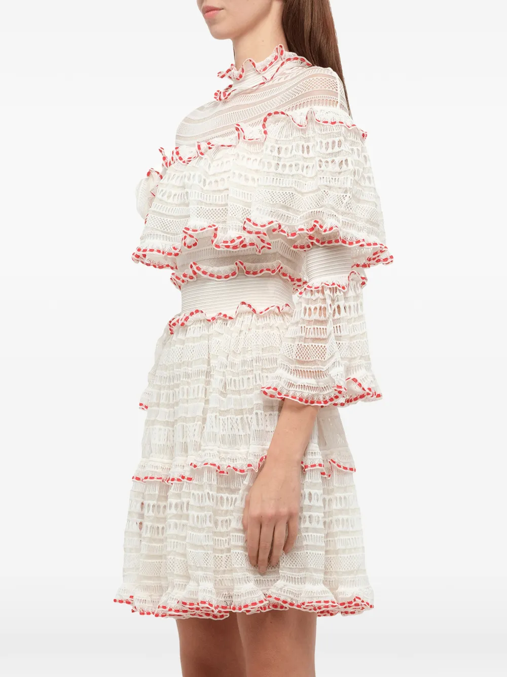 Alexander McQueen Mini-jurk met ruches en kant Wit