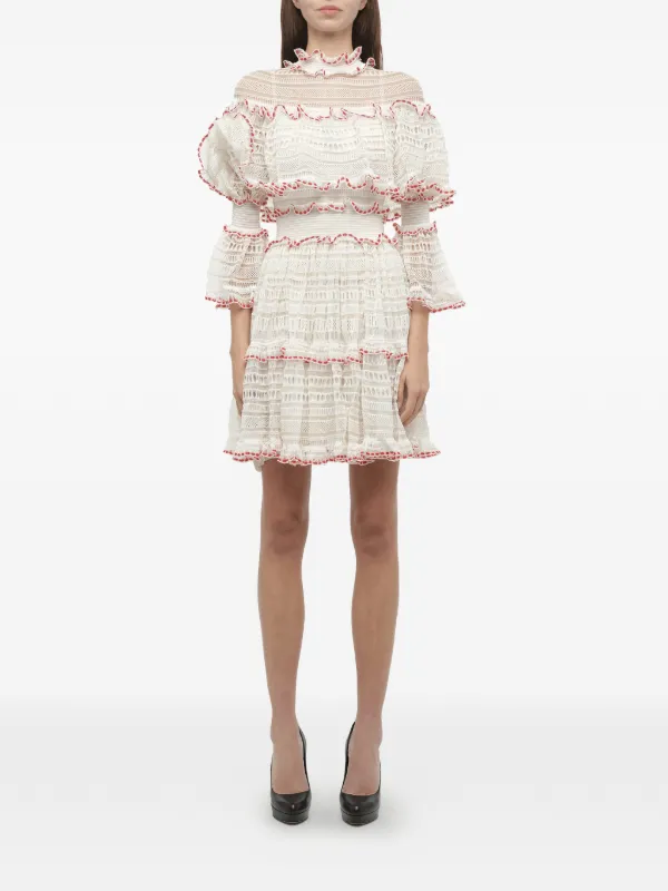 Alexander McQueen Ruffled Lace Mini Dress | White | FARFETCH BH