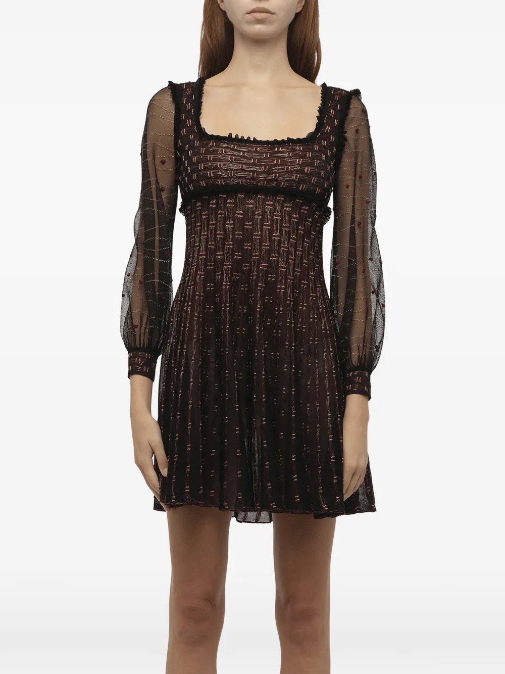 Alexander McQueen ruffle-trimmed tulle mini dress - Nero