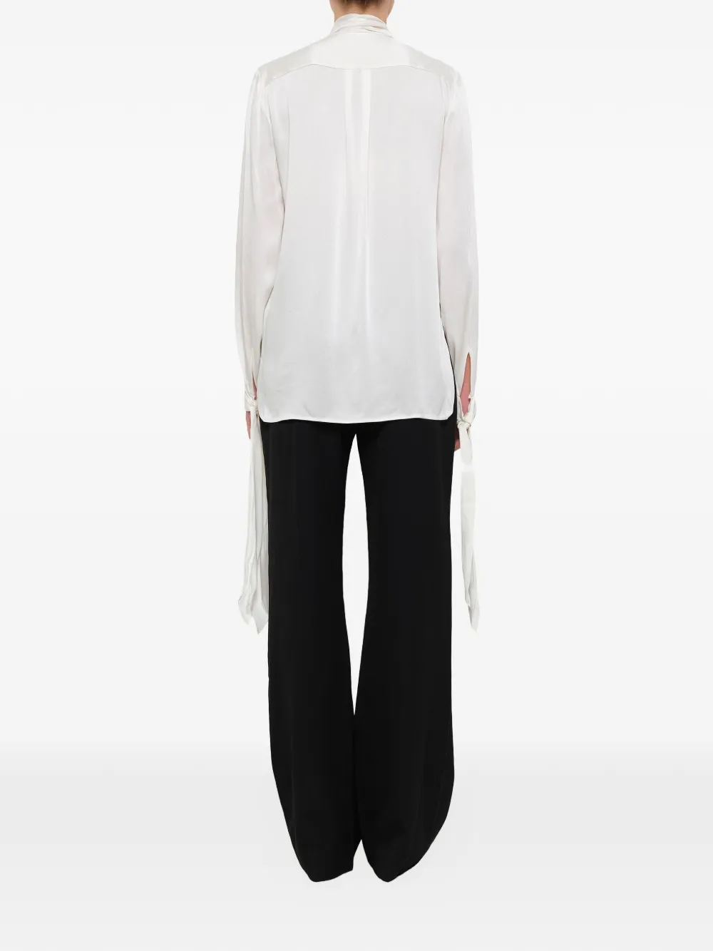 Alexander McQueen Satijnen blouse met gestrikte hals Wit