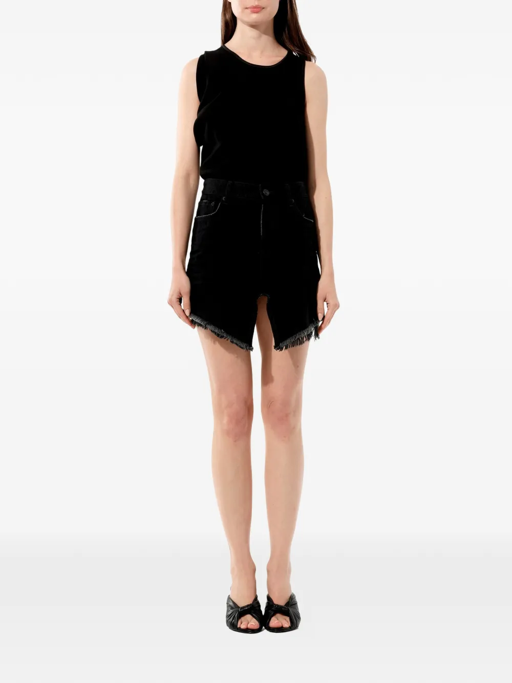 Balenciaga Rok met franje en uitgesneden details Zwart