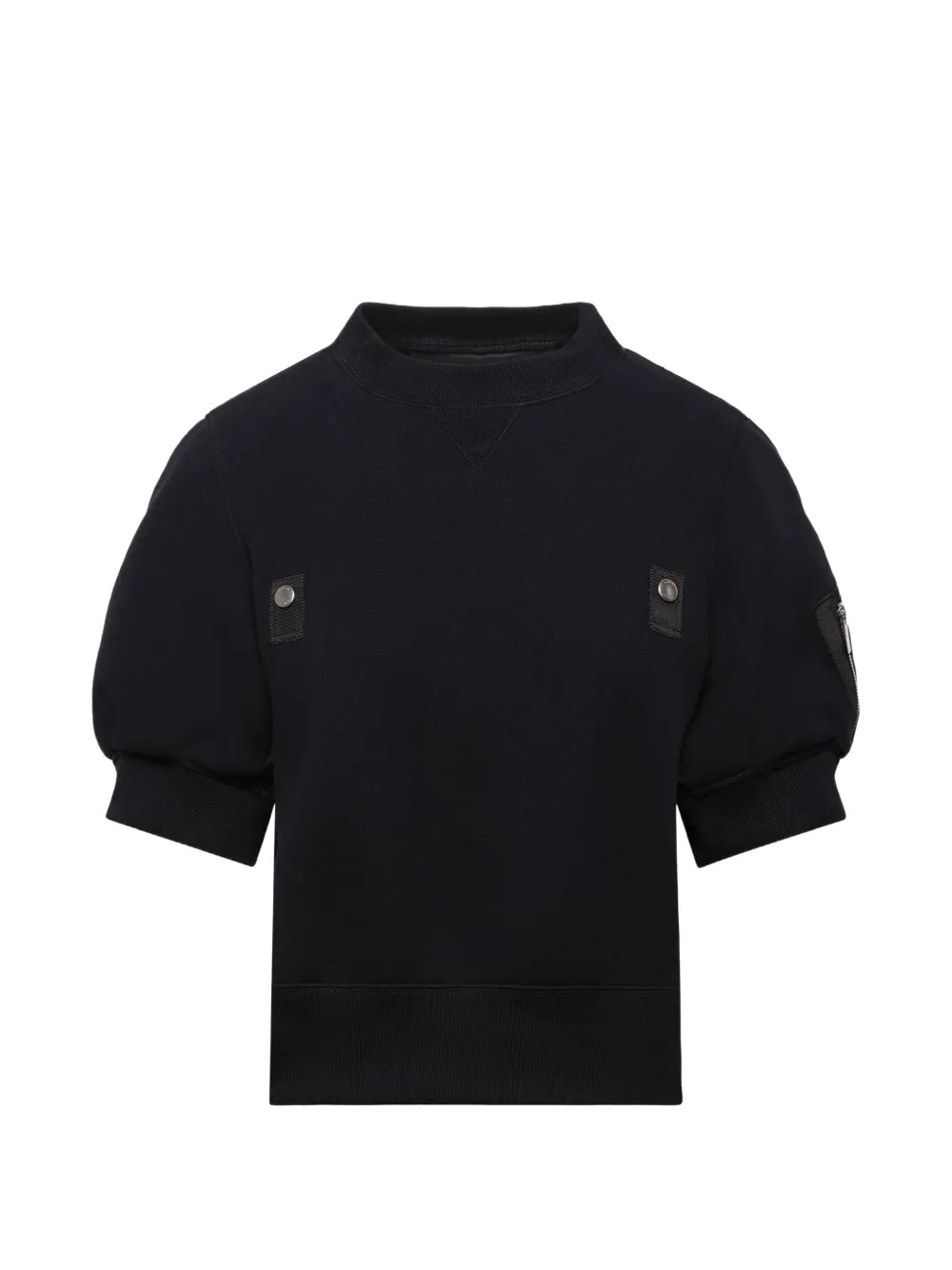 sacai nylon-twill panelled sweater - Nero
