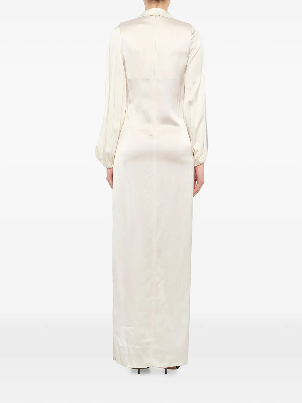 Lanvin Satijnen jurk met gekerfde revers Beige