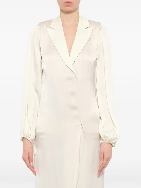 Lanvin satin notched-lapel dress