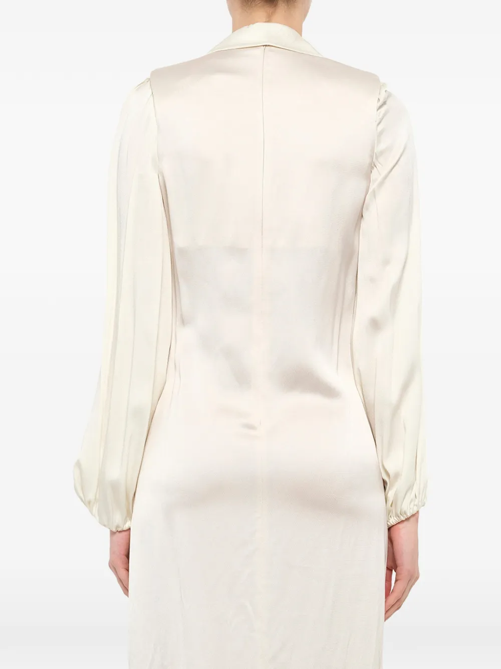 Lanvin Satijnen jurk met gekerfde revers Beige