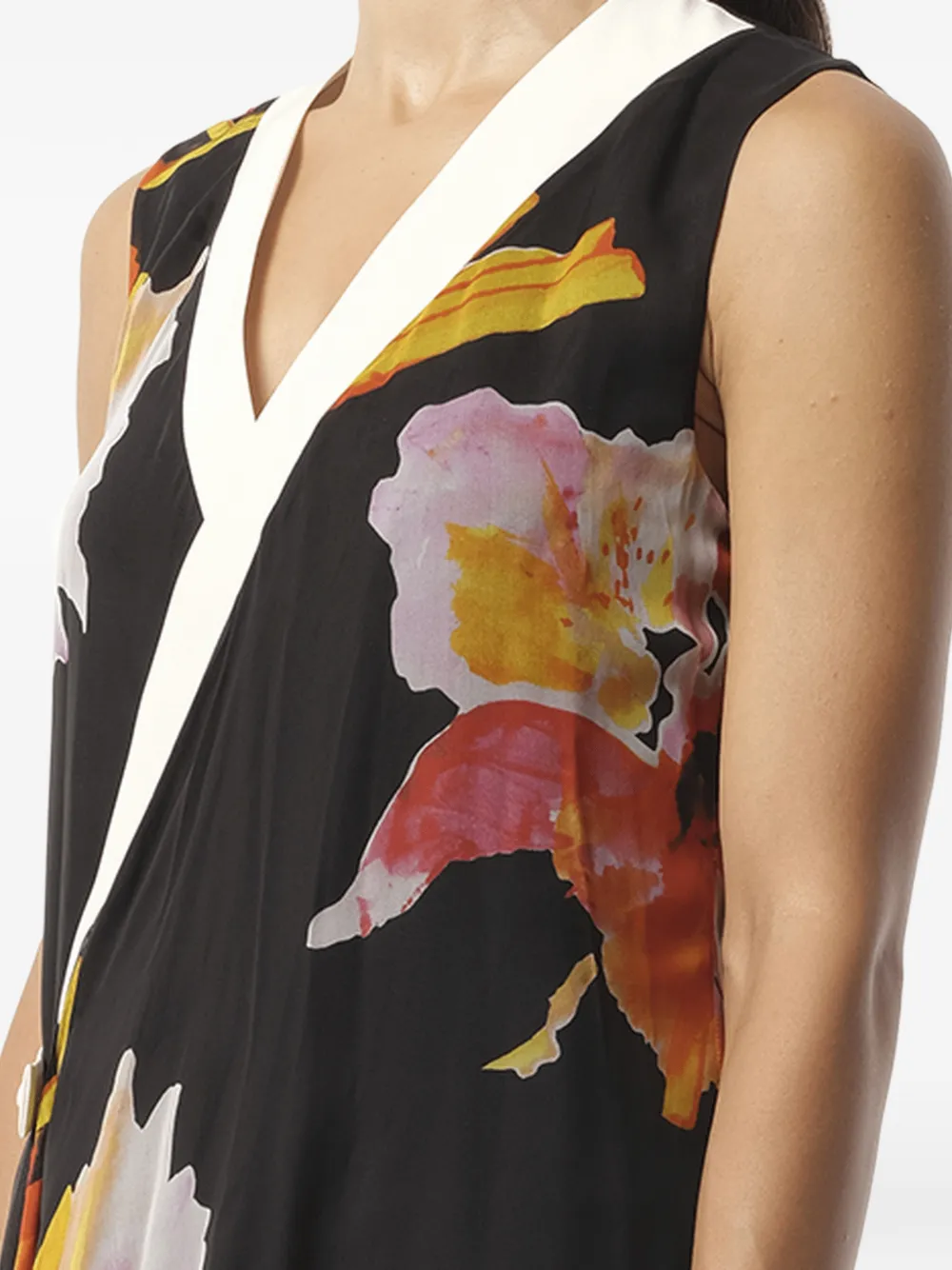 Lanvin Wikkeljurk met bloemenprint Zwart