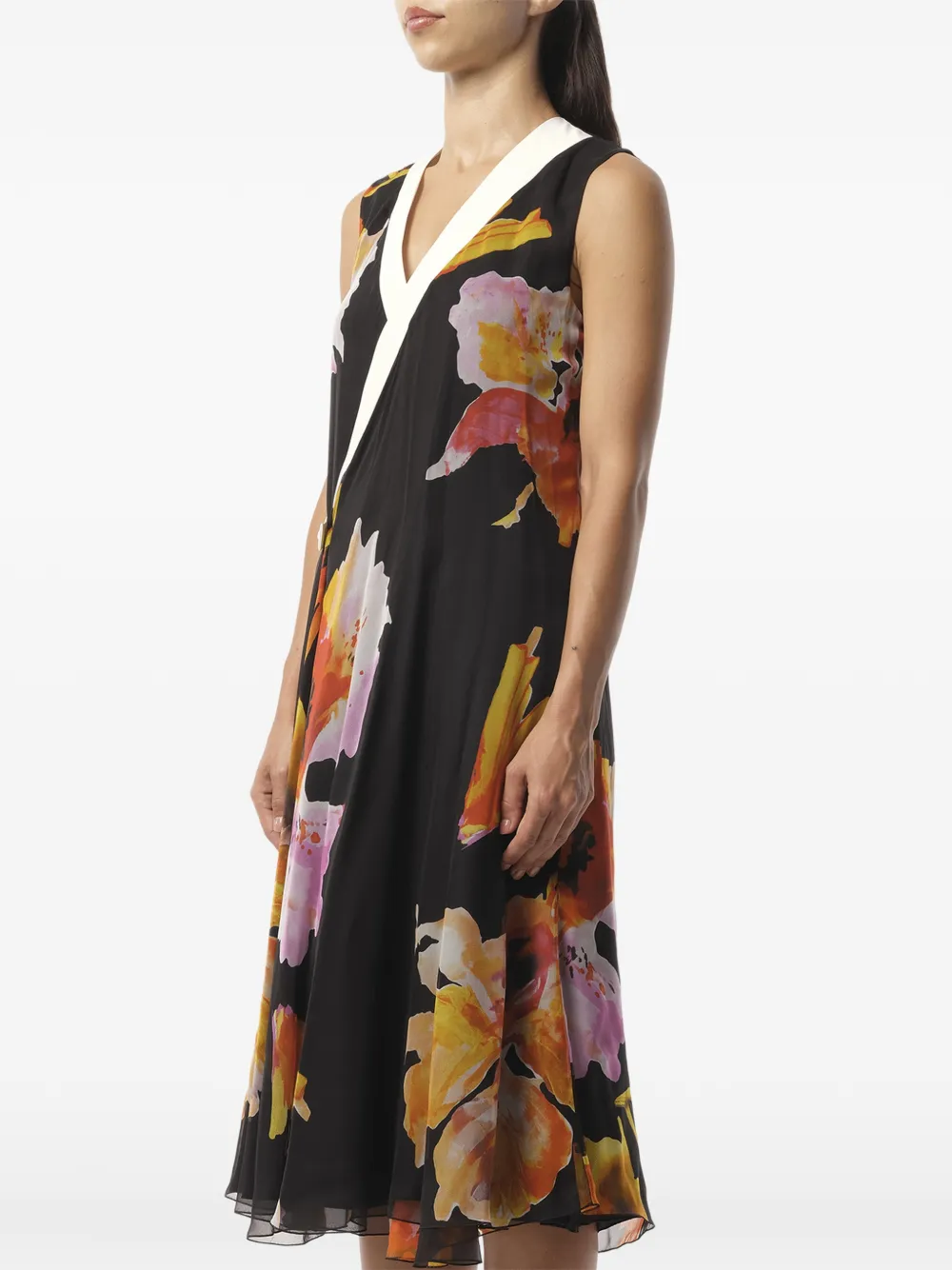 Lanvin Wikkeljurk met bloemenprint Zwart