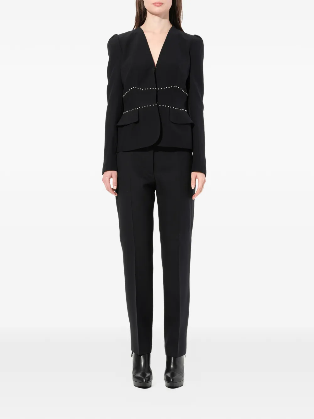 Alexander McQueen Jack met imitatieparel en V-hals Zwart