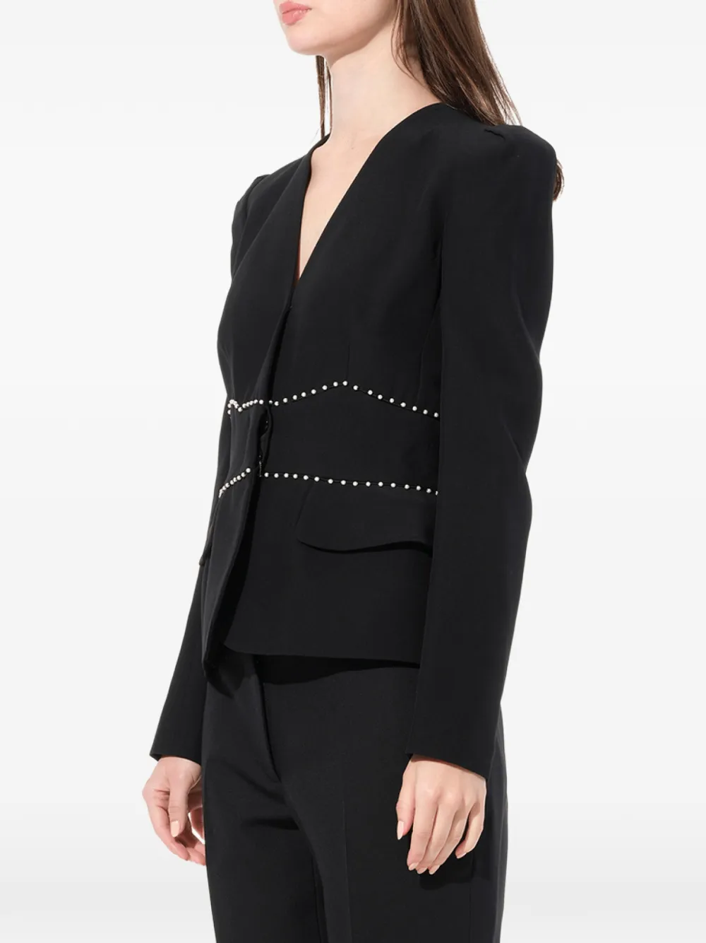 Alexander McQueen Jack met imitatieparel en V-hals Zwart